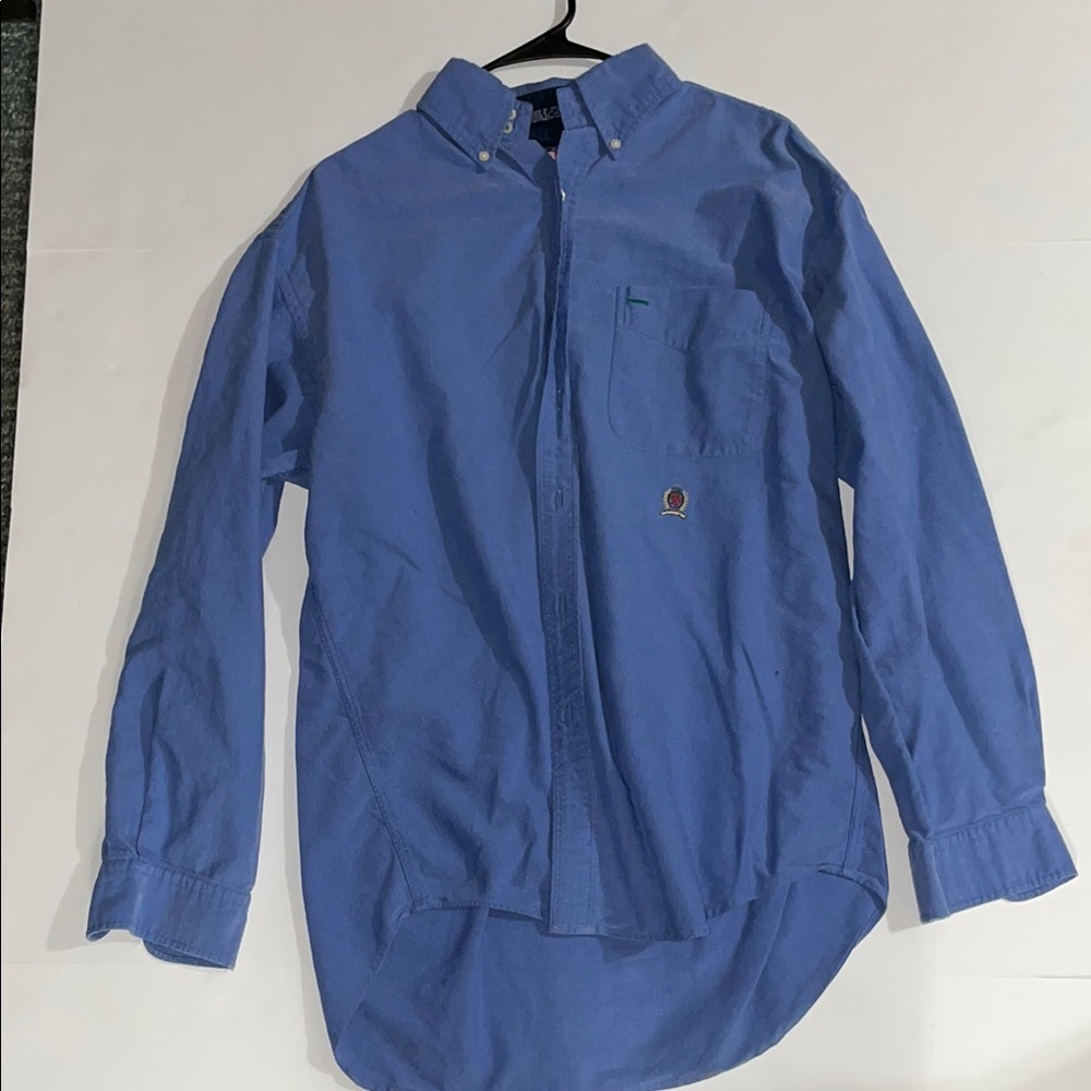Vintage 1990’s Tommy Hilfiger Men's Casual Blue Button Down Shirt 100% Cotton
